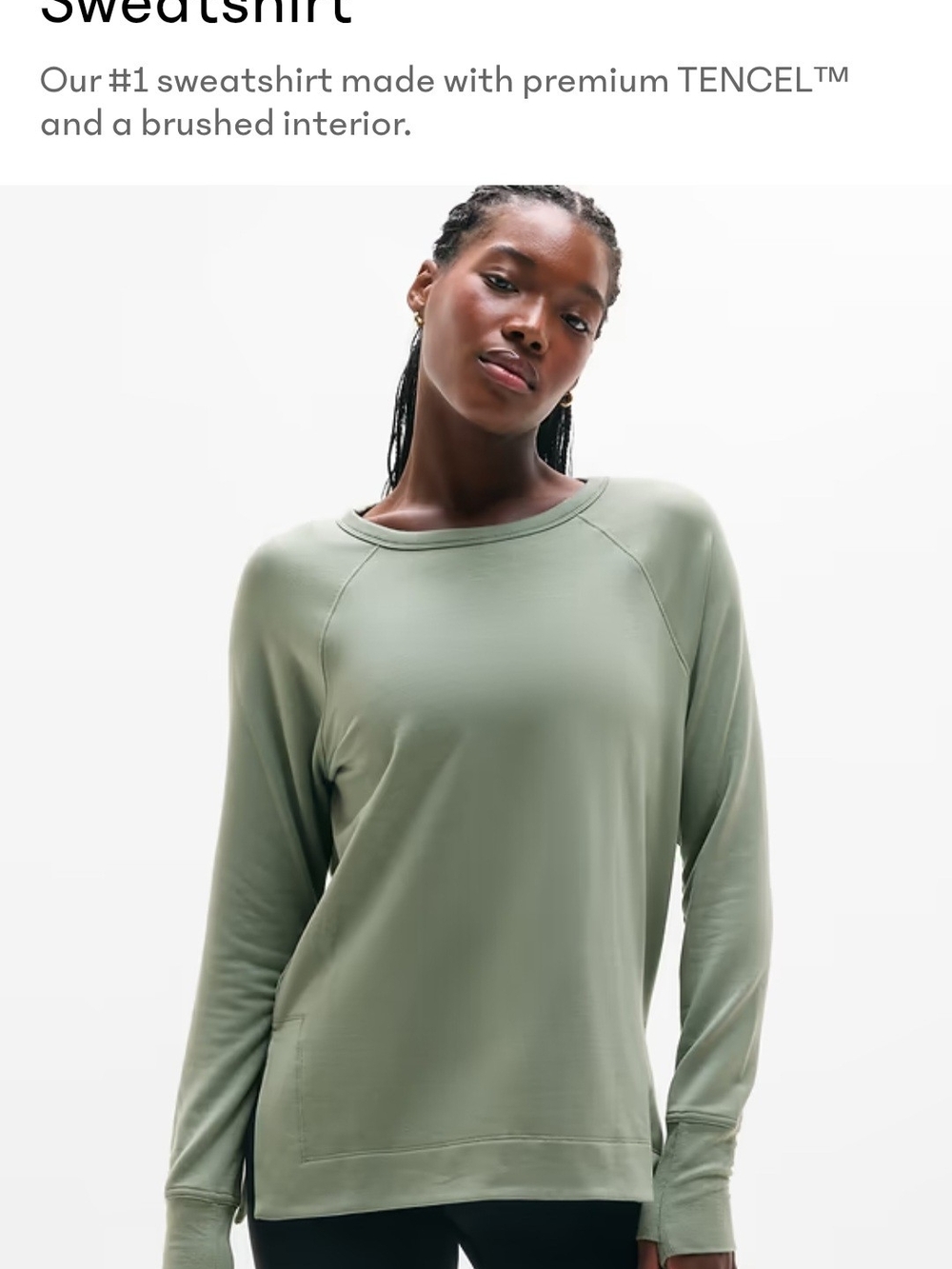 Athleta Coaster Luxe Recover Sweatshirt  Long-Sleeve Sweatshirt - TENCEL™ Cactus